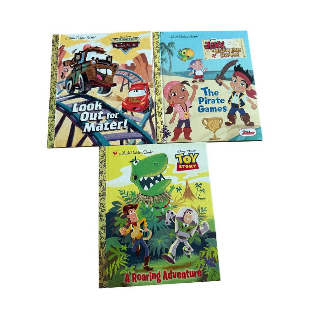 Disney Pixar Little Golden Books Set Toy Story Cars Jake Pirate Games 3 Books